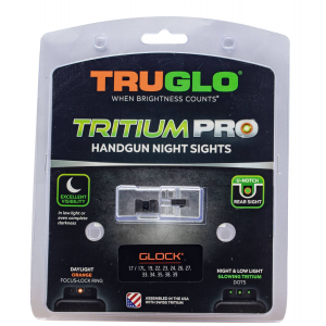 Truglo TG231G1C Tritium Pro Night Sights Low Set Fits Glock 17/17L/19/22/23/24/26/27/33/34/35/38/39/45 Green Tritium w/Orange Outline Front Tritium Green w/Black Outline Rear Black