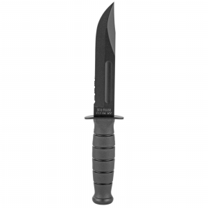 Ka-Bar 1257 Short Fight/Utility 5.25 Clip Point Part Serrated Black 1095 Cro-Van Kraton G Black Handle Fixed
