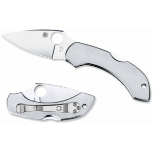 Spyderco C28P Dragonfly 2  2.31 ATS-55 Stainless Steel Clip Point Stainless Handle Folding Plain Edge