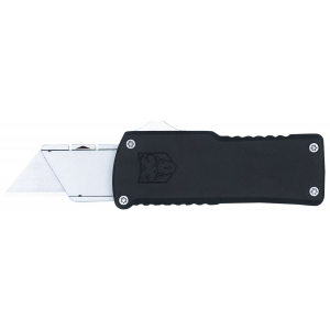CobraTec Knives CTOTFUTBLK Utility  OTF Plain Aluminum Blade, 3.38 Black Aluminum Handle