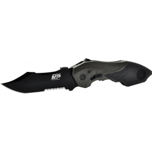 S&W Knives MP Folder Black Blade 3.6 Part Serrated