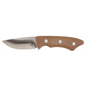Browning 3220498B Guide Series Small 3 Fixed Drop Point Plain Brown Satin Sandvik 14C28N SS Blade, Brown Micarta Handle