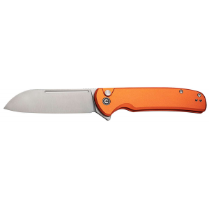 Civivi Knives C20022B-2 Chevalier II  EDC 3.47 Folding Sheepsfoot Plain Satin 14C28N Steel Blade, Orange Aluminum Handle