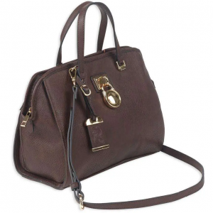 Bulldog BDP028 Satchel Style Purse  Chocolate Brown Leather Satchel Most Sm Pistols & Revolvers Ambidextrous Hand