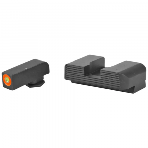 AmeriGlo GL433 Hackathorn Fits Glock 17/19 Tritium Green w/Orange Outline Front Steel Black Rear