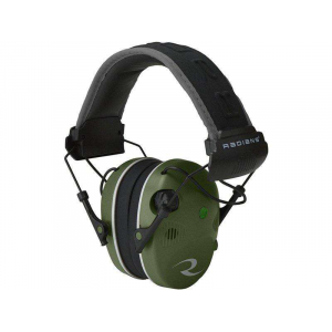 Radians R3400EQCS R-3400 Quad Mic Electronic Muff 24 dB Over the Head OD Green Ear Cups w/Black Band