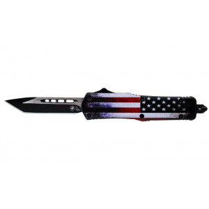 Templar Knife SUS231 US Flag Small 2.25 Tanto Plain Black 440C Stainless Steel US Flag Zinc Aluminum Alloy Handle OTF