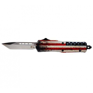 Templar Knife SWUS232 Wood US Flag Small 2.25 Tanto Plain 440C Stainless Steel Painted Wood Grain US Flag Zinc Aluminum Alloy Handle OTF