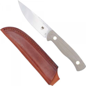 COBRATEC KOONSMAN 4 FIXED BLD TAN D2 W/LEATHER SHEATH