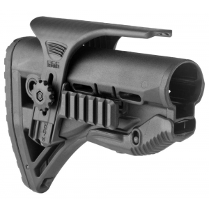 FAB Defense FXGLSHOCKPC GL-Shock PCP Buttstock with Anti-Rattle Mechanism & Picatinny Cheek Rest Matte Black Synthetic for AR15/M4