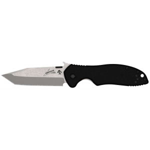 Kershaw 6034T CQC 7K 3.25 American Tanto Plain Stonewashed 8Cr14MoV Stainless Steel G10 Black/Bead Blasted Steel Handle Folding