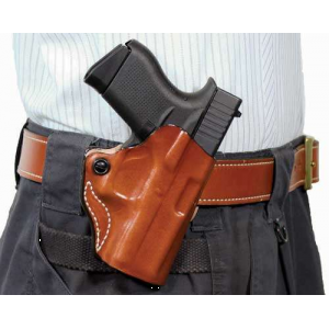 DESANTIS MINI SCABBARD HOLSTER RH OWB LEATHER 1911 3-3.5 TAN