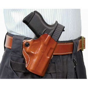 DESANTIS MINI SCABBARD HOLSTER LH OWB LEATHER S/A HELLCAT TAN