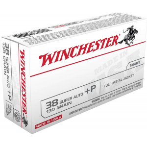 Winchester Ammo Q4205 USA  38 Super +P 130 gr Full Metal Jacket (FMJ) 50 Bx/ 10 Cs