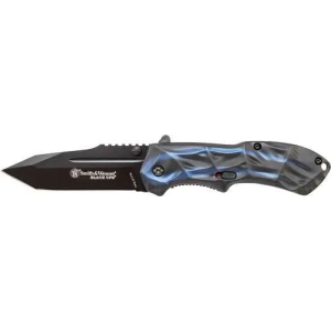 S&W Knives Black Ops Folder 3.4 4034 Stainless Steel Drop Point Tanto Aluminum