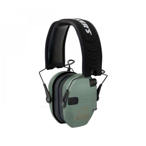 Walker's GWP-RSEM-SGN Razor Slim Electronic Muff 23 dB Over the Head Polymer Sage Green Ear Cups with Black Headband & White Logo Adult