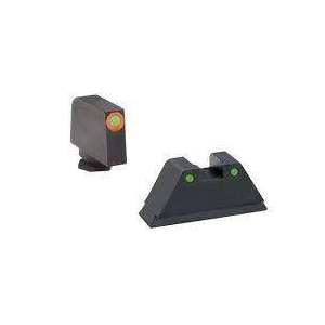 AMERIGLO NIGHT SIGHT SET GLOCK ALL EXCEPT 42/43 XL HEIGHT GREEN ORANGE OUTLINE FRONT GREEN BLACK REA