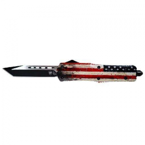 Templar Knife LWUS231 Wood US Flag  3.50 Tanto Plain Black 440C Stainless Steel Painted Wood Grain US Flag Zinc Aluminum Alloy Handle OTF