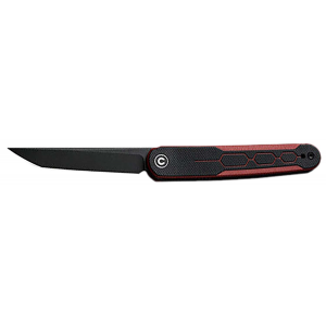 Civivi Knives C23015-1 KwaiQ  2.97 Folding Plain Black Stonewashed Nitro-V Steel Blade, Black/Burgundy Textured G10 Handle
