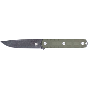 CobraTec Knives CTOWODGDNS Outdoor Warrior 4.50 Fixed Drop Point Plain Stonewashed D2 Steel Blade, 4.75 OD Green Textured G10 Scales Handle