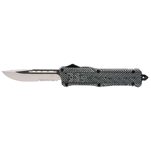 Cobra Tec Knives LCFCTK1LDS CTK-1 Large 3.75 Drop Point Part Serrated D2 Steel Carbon Fiber Aluminum Handle OTF