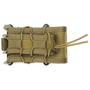High Speed Gear 112RP0CB TACO MOLLE X2RP Double Modular Rifle Magazine Pouch Coyote Brown Nylon w/Polymer Divider with Pistol Mag Pouch