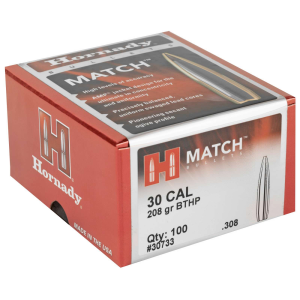 HORNADY BULLETS 30CAL 208GR MATCH BTHP 100rd BOX