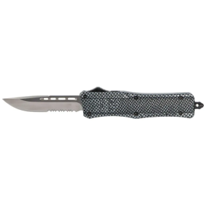 Cobra Tec Knives MSCFTK1MDS CTK-1 Medium 3 Drop Point Part Serrated D2 Steel Carbon Fiber Aluminum Handle OTF