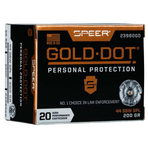 Speer Ammo 23980GD Gold Dot Personal Protection 44 S&W Spl 200 gr Hollow Point (HP) 20 Bx/ 10 Cs