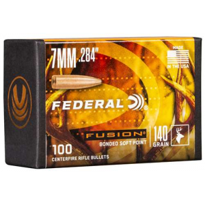 Federal FB284F1 Fusion Component  7mm .284 140 gr Fusion Soft Point 100 Per Box