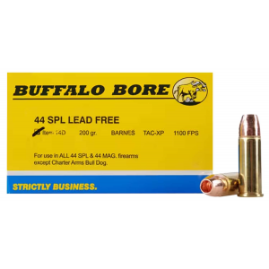 Buffalo Bore Ammunition 14D20 Buffalo-Barnes Lead-Free  44 Special 200 GR Barnes TAC-XP 20 Bx/ 12 Cs