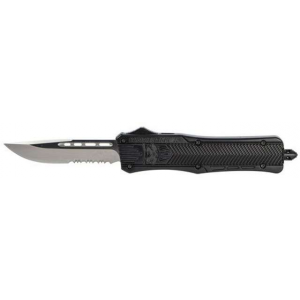 Cobra Tec Knives MBCTK1MDS CTK-1 Medium 3 Drop Point Part Serrated D2 Steel Black Aluminum Handle OTF