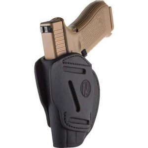 1791 Gunleather 3WH5SBLA 3 Way  Stealth Black Leather OWB fits Glock 17/HK VP9/S&W M&P9/Sprgfld XD9 Ambidextrous Hand