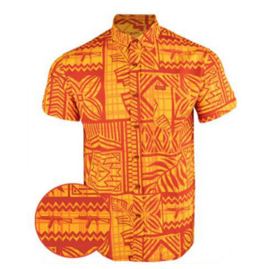 Retro Rifle High Tide Orange / Red Button Down Hawaiian Shirt - M