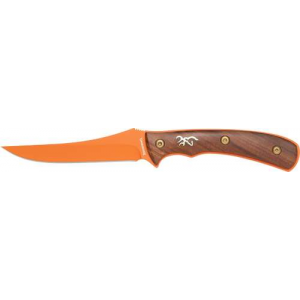 BROWNING KNIFE UNION BLUFF FXD 4.25 ORANGE/WOOD W/LTHR SHTH*