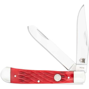 Cobratec Knives CobraTec Knives CTTDTRPREDBN Trapper  Folding 2.88 Clip Point, 2.94 Spey Plain Polished VG-10 SS Blades, 4.44 Red Bone Scales/SS Handle - $25.38 at BattleHawk Armory