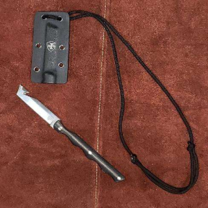Neck Knife Black Powder D2 Tanto Sillver