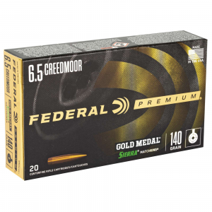 Federal GM65CRD1 Premium Gold Medal 6.5 Creedmoor 140 gr Sierra MatchKing Boat-Tail Hollow Point (BTHP) 20 Bx/ 10 Cs