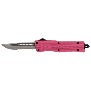 Cobra Tec Knives SPKCTK1SDS CTK-1 Small 2.75 Drop Point Part Serrated D2 Steel Pink Aluminum Handle OTF