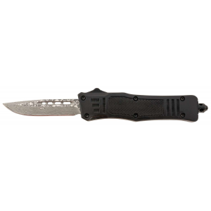 Steel River Knives MT616BRDAMDP Spartan Mini 2.75 OTF Drop Point Plain Real Damascus 4.25/ Black Aluminum Zinc Alloy Handle