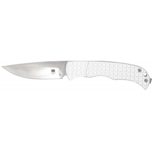 CobraTec Knives CTCLNHRSIL Cyclone Hidden Release 3 OTF Plain Satin D2 Steel Blade, 4 White Aluminum Handle