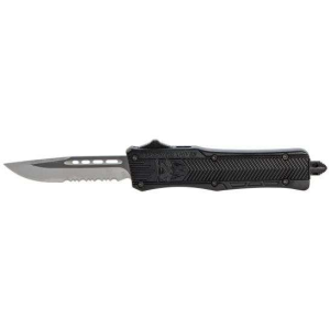 Cobra Tec Knives SBCTK1SDS CTK-1 Small 2.75 Drop Point Part Serrated Black Aluminum Handle OTF