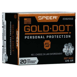 Speer Ammo 23920GD Gold Dot Personal Protection 357 Mag 125 gr Hollow Point (HP) 20 Bx/ 10 Cs