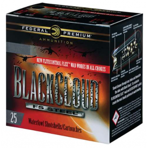 Federal PWBXH1432 Black Cloud FS Steel High Velocity 12 Gauge 3 1 1/8 oz 2 Shot 25 Bx/ 10 Cs