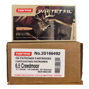 NORMA 6.5 CREEDMOOR 140GR PSP Pointed Soft Point WHITETAIL Centerfire Rifle Ammunition - 200rd CASE