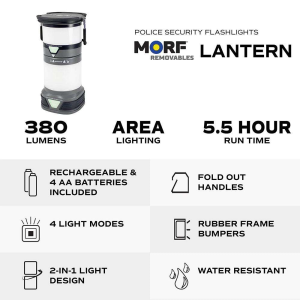 Police Security Flashlights PSF Morf Lantern 350 Lumens Rechargeable