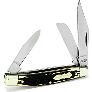 Uncle Henry 834UH Rancher  2.50 Clip Point/Sheepsfoot/Spey Plain Staglon With Nickel Silver Bolsters Handle Folding
