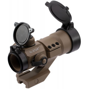 NCStar DRGB135T Tube Reflex Optic 1x 35mm Obj 3 MOA Illuminated Red/Green/Blue Powder Coated Tan CR2032 Lithium (3)