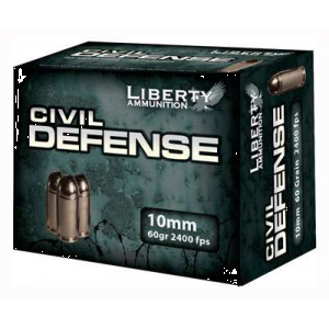 Liberty Ammunition LACD10032 Civil Defense  10mm Auto 60 gr Hollow Point (HP) 20 Bx/ 10 Cs