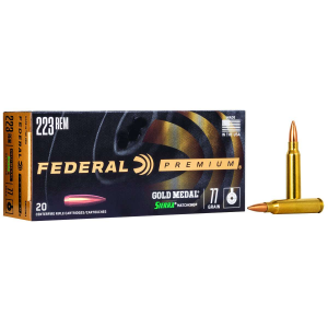 Federal GM223M3 Gold Medal  223 Rem 77 gr Sierra MatchKing Boat-Tail Hollow Point (BTHP) 20 Bx/ 10 Cs